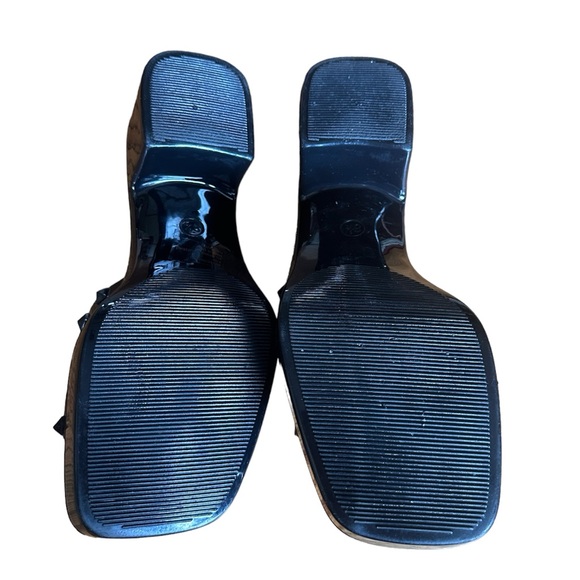 Madden Girl Paccer Shiny Black Studded Platform Heeled Jelly Slide Sandals 8.5 - Picture 6 of 13